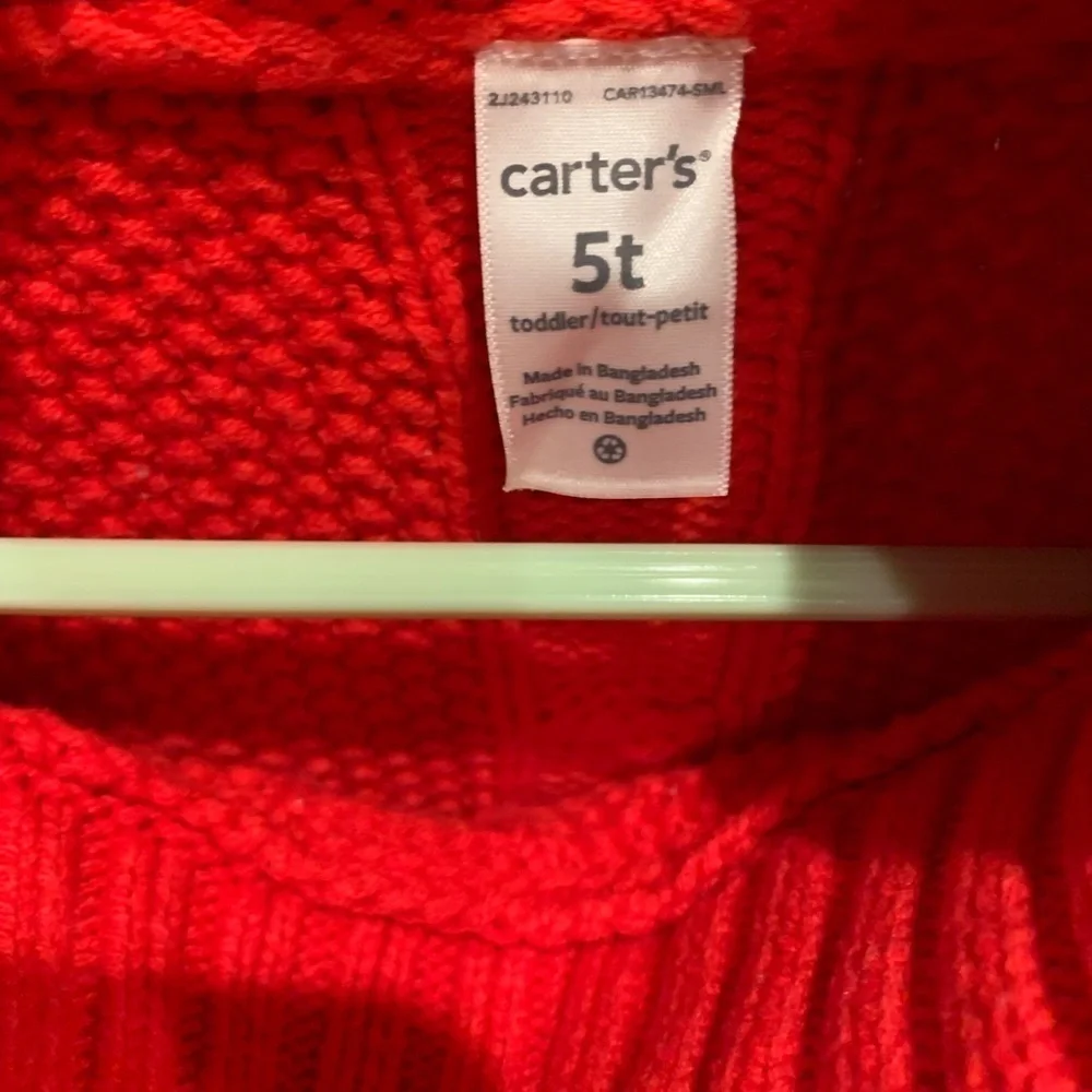 Carter’s cable knit red pancho size 5 T